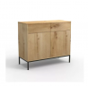 COMMODE 2 PORTES 2 TIROIRS DÉCOR CHÊNE - L90 X H80 CM