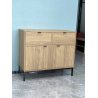 BUFFET 2 PORTES 2 TIROIRS FAÇADES RAINURÉES - L90 X H79 CM