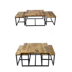 TABLE BASSE LOT DE 3 TABLES D'APPOINT STRUCTURE MÉTAL ONTARIO