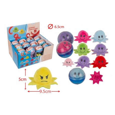 LOT DE 96 PIECES PELUCHE PIEUVRE REVERSIBLE 6 ASSORTIS